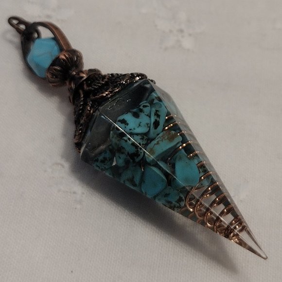 Turquoise Chip Crystal Pendulum - Picture 3 of 6